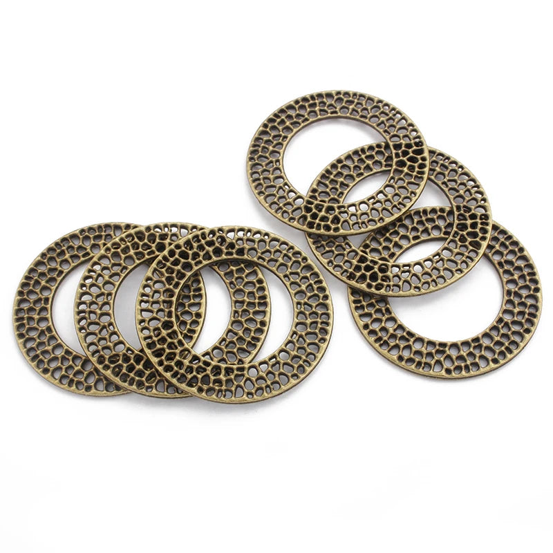5-10pcs Bronze 30mm 50mm Circle Charms Pendants DIY Jewelry Findings