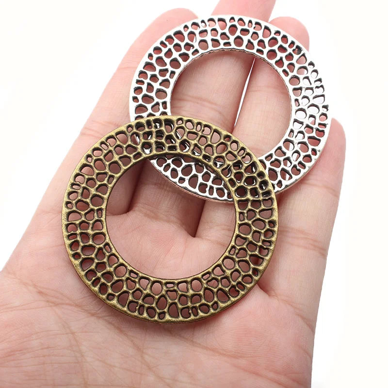 5-10pcs Bronze 30mm 50mm Circle Charms Pendants DIY Jewelry Findings