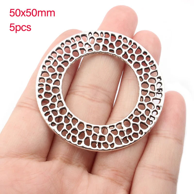 5-10pcs Bronze 30mm 50mm Circle Charms Pendants DIY Jewelry Findings