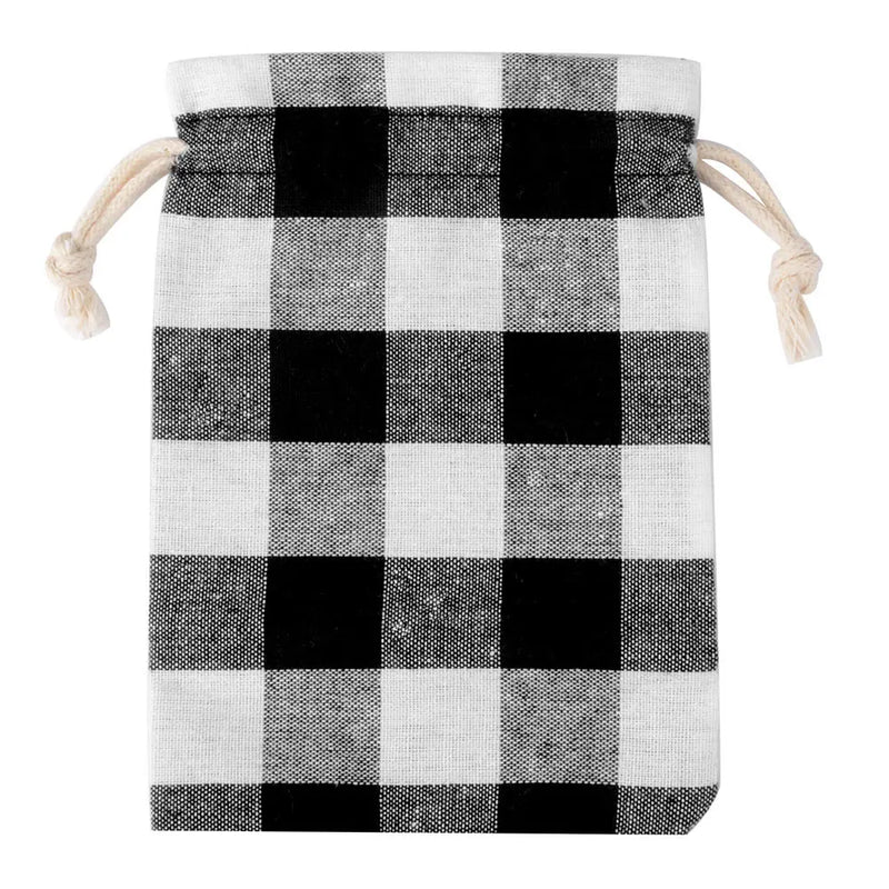 Burlap Drawstring Gift Bags Plaid Pouches for Jewelry Packaging