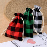 Burlap Drawstring Gift Bags Plaid Pouches for Jewelry Packaging