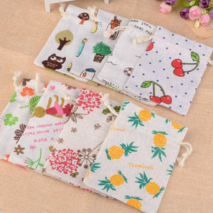 Lovely Pattern Burlap Gift Bag Drawstring Pouch Jewelry Packaging