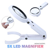 5/11X Magnifying Glass With 8 LED Lights Magnifier Stand Handheld Magnifier
