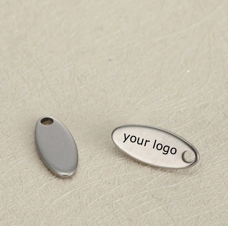 Small Oval Stainless Steel Charm - Custom Logo Engraved Tag