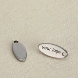 Small Oval Stainless Steel Charm - Custom Logo Engraved Tag