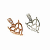 925 Silver Heart Bezel for Crystal Gems DIY Pendant