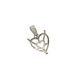 925 Silver Heart Bezel for Crystal Gems DIY Pendant