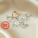 925 Silver Heart Bezel for Crystal Gems DIY Pendant