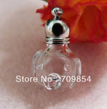 Pig-shaped Glass Rice Vial Pendant + Cap, 50pcs