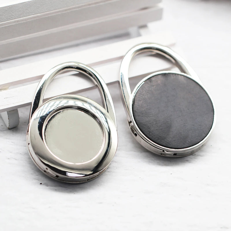 30mm Round Metal Crystal Alloy Purse Hooks Folding Portable Table Hook