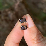 Smoky Crystal Quartz Stud Earrings 925 Silver Vintage Gift