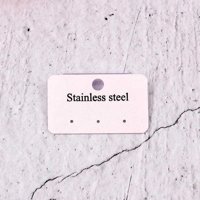 100pcs Stainless Steel Earring Holders Drops Cards PVC Hook Display Cards