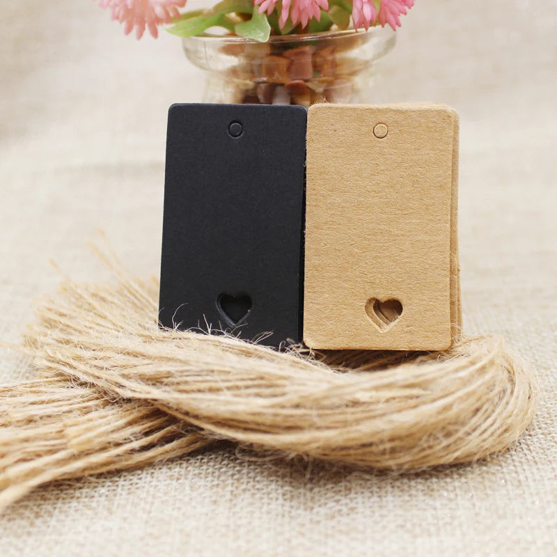 Kraft Paper Blank Card Gift Tags 100pcs + Hemp String