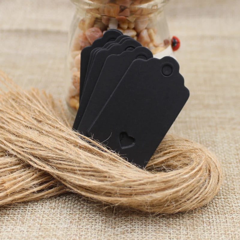 Kraft Paper Blank Card Gift Tags 100pcs + Hemp String
