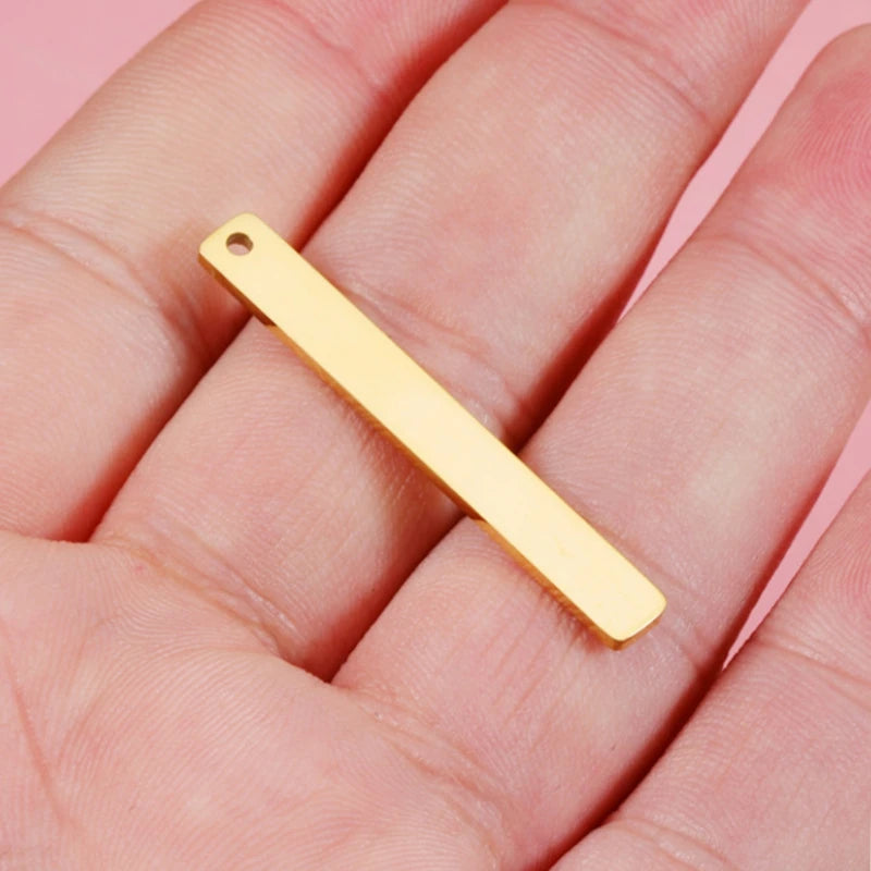 20pc Stainless Steel Rectangle Charm Mirror Polish DIY Blank Tag Engrave Name