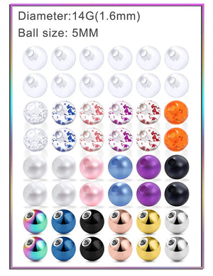 14G 5mm Pearl Replacement Body Piercing Balls