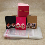 Kraft/Rose/Black Paper Stud Earring Card 100pcs+100 Opp Bag