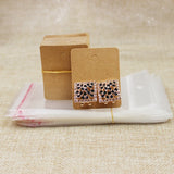 Kraft/Rose/Black Paper Stud Earring Card 100pcs+100 Opp Bag