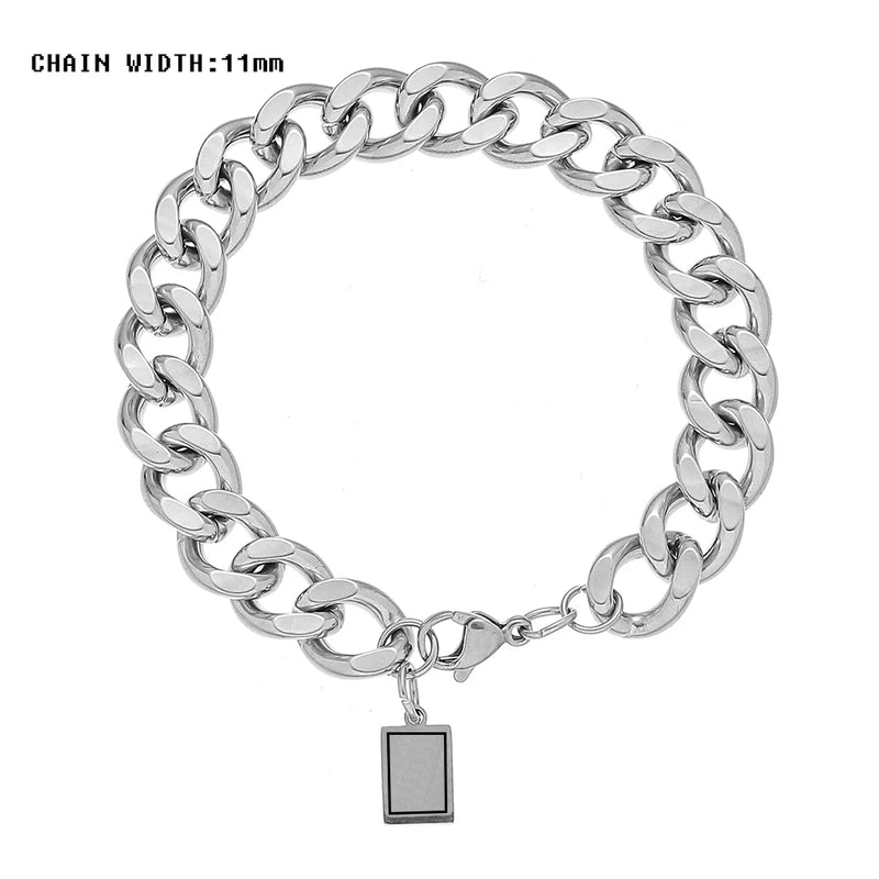 Men Stainless Steel Buddha Bracelet with Charms Male Rock Jewelry