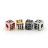 Micro Pave CZ Square Beads for DIY Bracelets or Necklaces