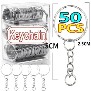 Metal Blank Keyring Split Rings DIY Keychain Lobster Clasp Stainless Steel