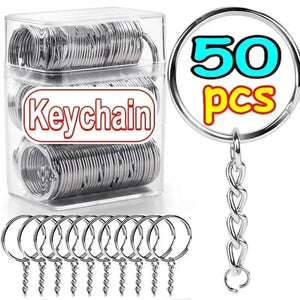 Metal Blank Keyring Split Rings DIY Keychain Lobster Clasp Stainless Steel