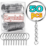 Metal Blank Keyring Split Rings DIY Keychain Lobster Clasp Stainless Steel