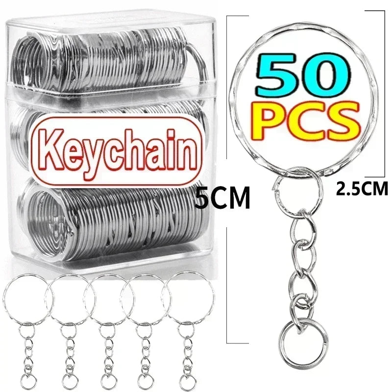 Metal Blank Keyring Split Rings DIY Keychain Lobster Clasp Stainless Steel