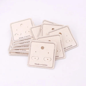 Beige Earring Card 100pcs Recycled Jewelry Ear Stud Stand Packing PVC Hook Card