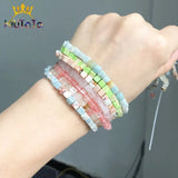5*5mm Square Pink Crystal Quartz Agates Sea Sediment Beads