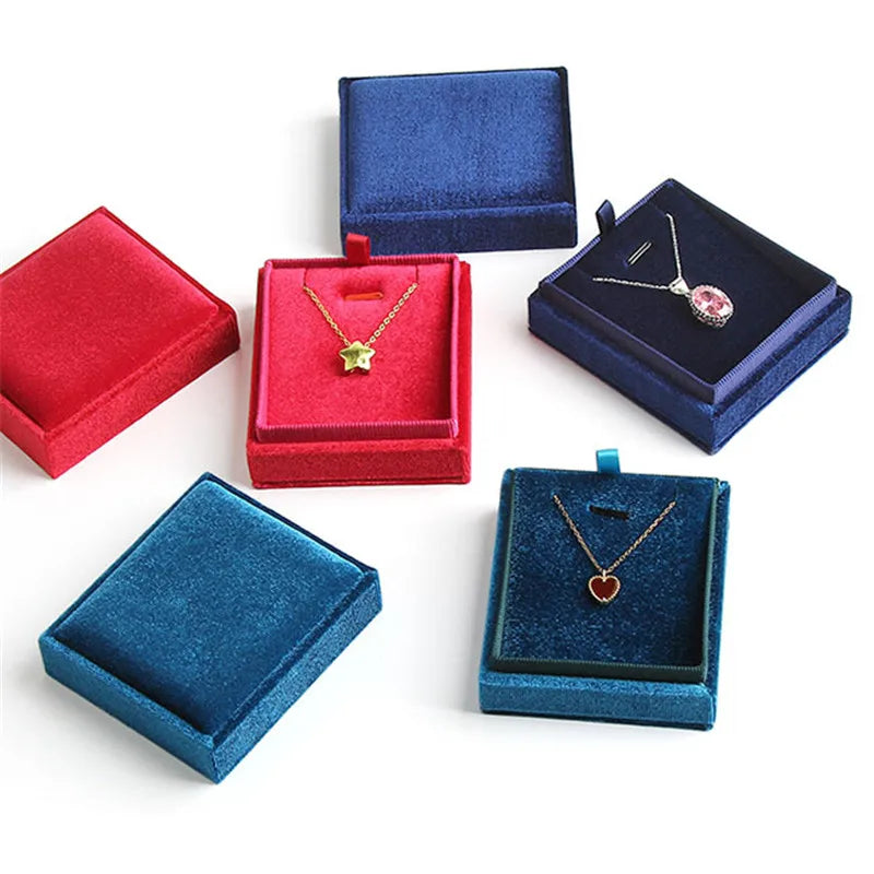 Multicolor Corduroy Pendant Box, 5.6*5.6cm, Jewelry Packaging Case