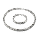 Metal King Chain Necklace Bracelet Set Stainless Steel Choker Necklaces