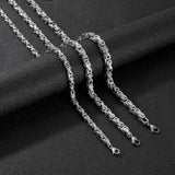 Metal King Chain Necklace Bracelet Set Stainless Steel Choker Necklaces