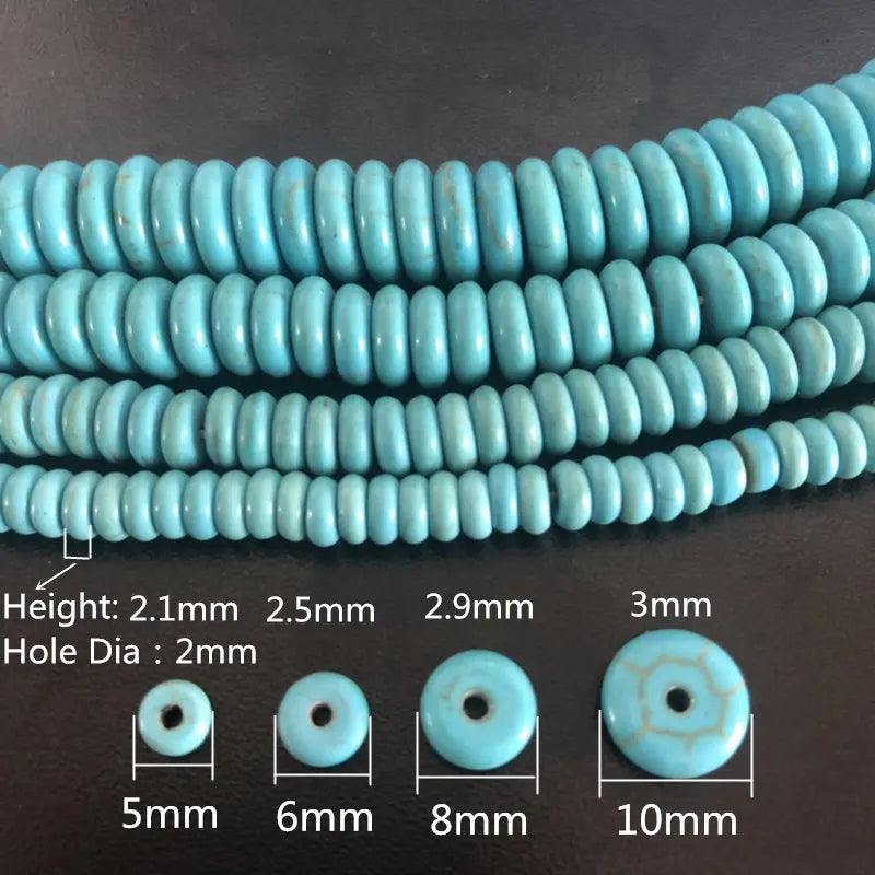 Turquoise Spacer Beads Flat Round Natural Stone Loose Beads for Jewelry Making