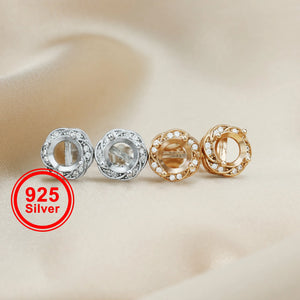 Rose Plated 925 Silver Stud Earrings Settings for Gemstone Moissanite