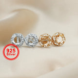 Rose Plated 925 Silver Stud Earrings Settings for Gemstone Moissanite