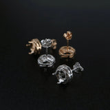 Rose Plated 925 Silver Stud Earrings Settings for Gemstone Moissanite
