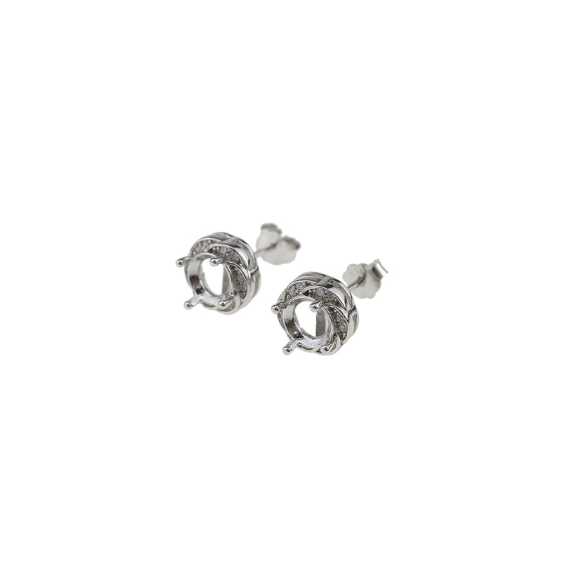 Rose Plated 925 Silver Stud Earrings Settings for Gemstone Moissanite