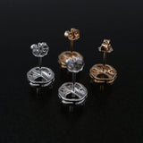 Rose Plated 925 Silver Stud Earrings Settings for Gemstone Moissanite