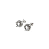 Rose Plated 925 Silver Stud Earrings Settings for Gemstone Moissanite
