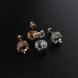 Rose Plated 925 Silver Stud Earrings Settings for Gemstone Moissanite