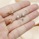 Rose Plated 925 Silver Stud Earrings Settings for Gemstone Moissanite