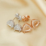 Rose Plated 925 Silver Trillion Stud Earrings Settings