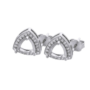 Rose Plated 925 Silver Trillion Stud Earrings Settings