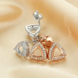 Rose Plated 925 Silver Trillion Stud Earrings Settings