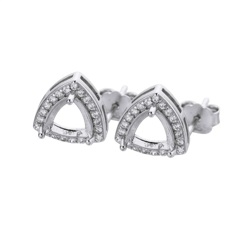 Rose Plated 925 Silver Trillion Stud Earrings Settings