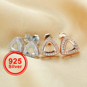 Rose Plated 925 Silver Trillion Stud Earrings Settings