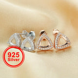 Rose Plated 925 Silver Trillion Stud Earrings Settings