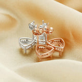 Rose Plated 925 Silver Trillion Stud Earrings Settings