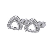 Rose Plated 925 Silver Trillion Stud Earrings Settings